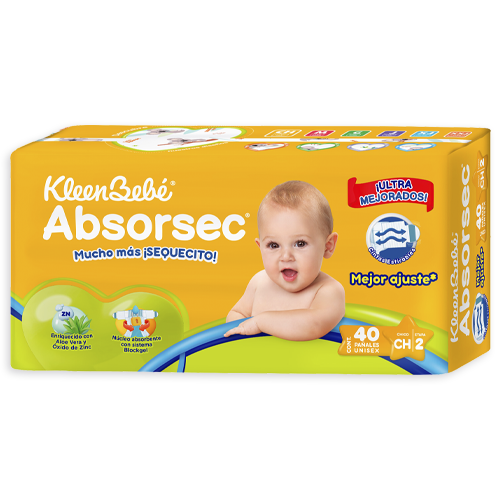 KleenBebé® Absorsec® Si buscas un pañal que sea ultra absorbente y mantenga sequecito a tu bebé, este pañal es el ideal.