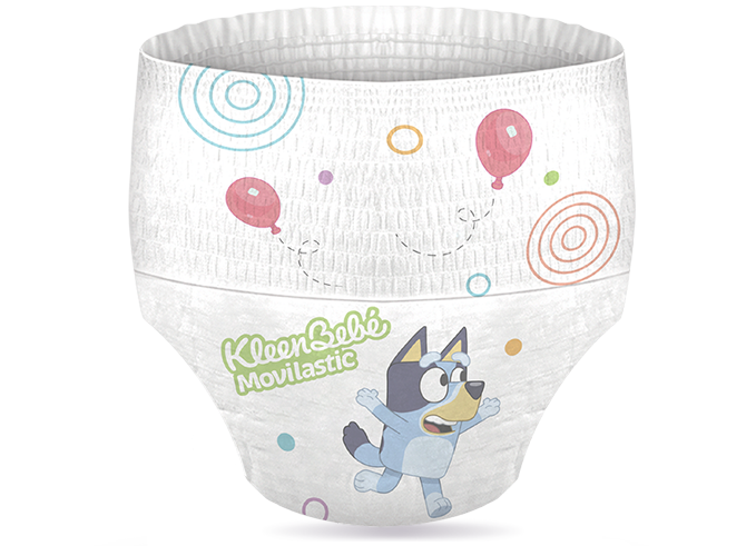 KleenBebé® Movilastic® el pañal autoajustable que se adapta a su pancita y a todos sus movimientos.